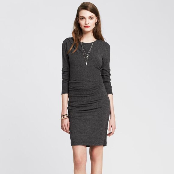 Banana Republic | Ruched Gray Bodycon Jersey Dress Small - Picture 1 of 8